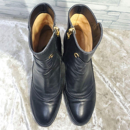 Louis Vuitton Short Boots Shoes EU 36.5 US 6.5 Leather Black Authentic