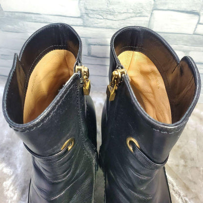 Louis Vuitton Short Boots Shoes EU 36.5 US 6.5 Leather Black Authentic