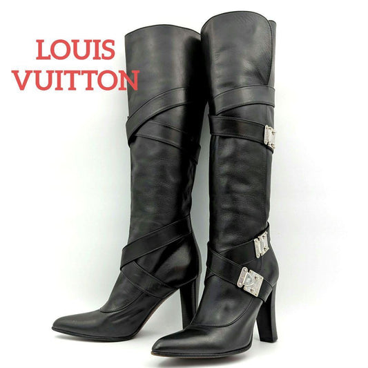 Louis Vuitton Long Boots Shoes EU 35.5 US 5.5 Black Authentic