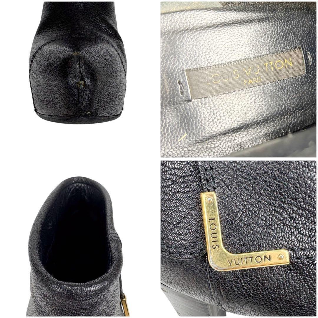 Louis Vuitton Short Boots Shoes EU 37.5 US 7.5 Leather Black Authentic