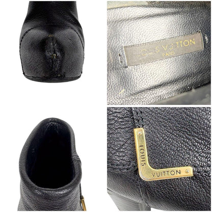 Louis Vuitton Short Boots Shoes EU 37.5 US 7.5 Leather Black Authentic