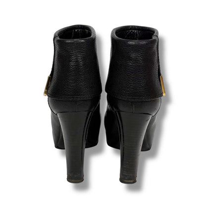 Louis Vuitton Short Boots Shoes EU 37.5 US 7.5 Leather Black Authentic
