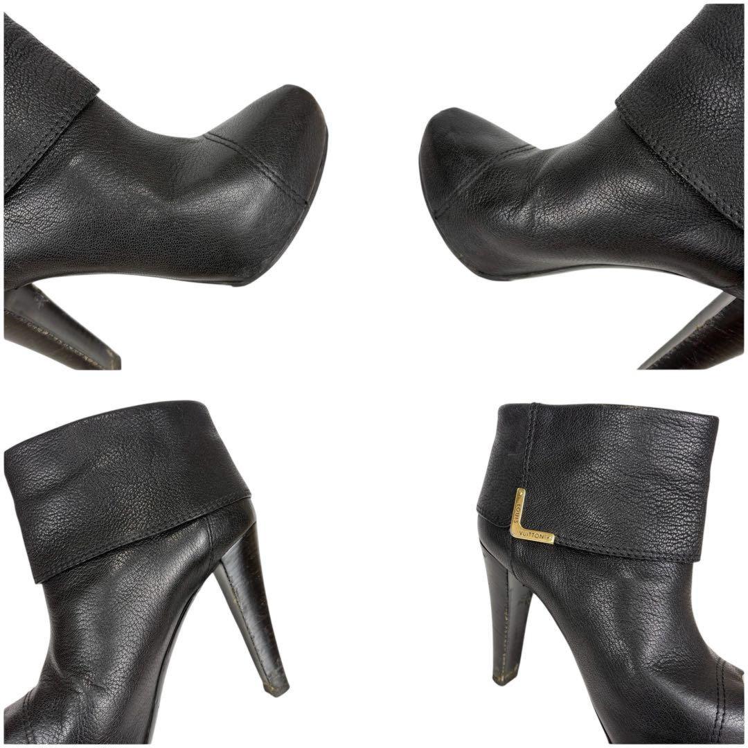 Louis Vuitton Short Boots Shoes EU 37.5 US 7.5 Leather Black Authentic