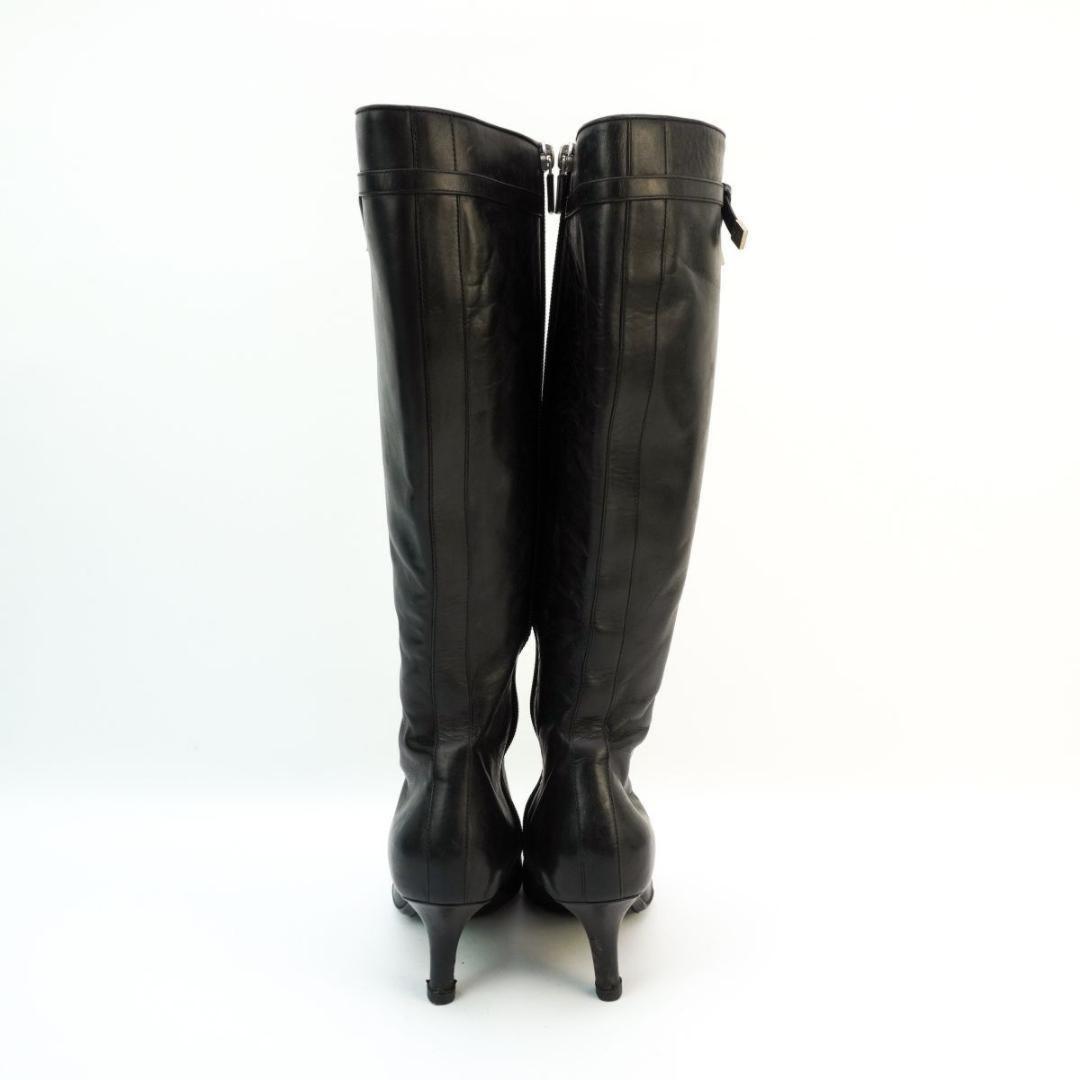 Louis Vuitton Long Boots Shoes Ribbon EU 36 US 6 Leather Black Authentic