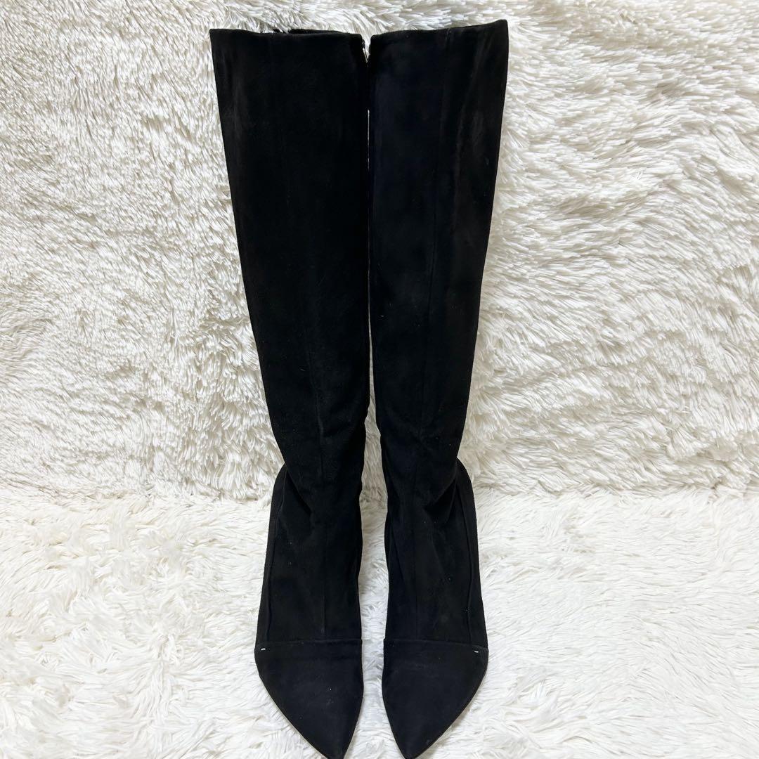 Louis Vuitton Long Boots Shoes EU 38 US 8 Suede Black Authentic