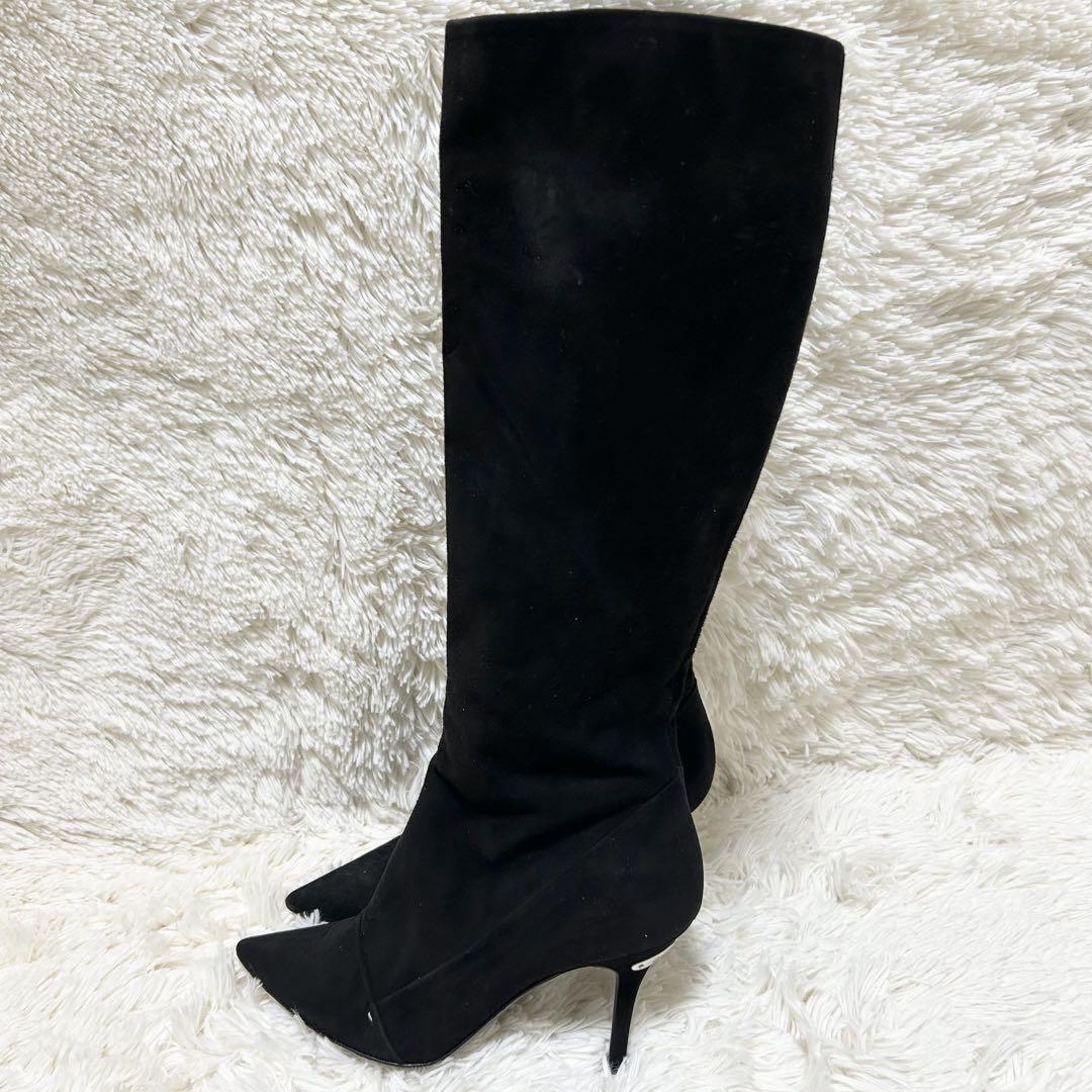Louis Vuitton Long Boots Shoes EU 38 US 8 Suede Black Authentic