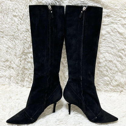 Louis Vuitton Long Boots Shoes EU 38 US 8 Suede Black Authentic