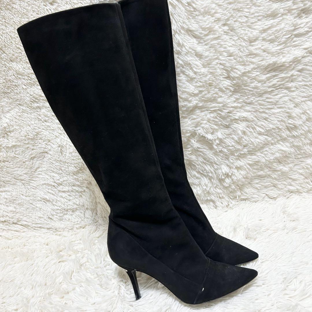 Louis Vuitton Long Boots Shoes EU 38 US 8 Suede Black Authentic