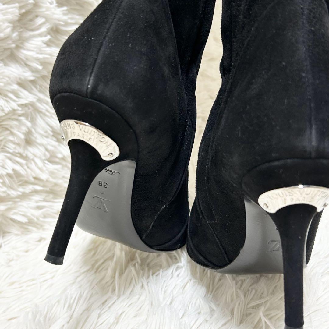 Louis Vuitton Long Boots Shoes EU 38 US 8 Suede Black Authentic