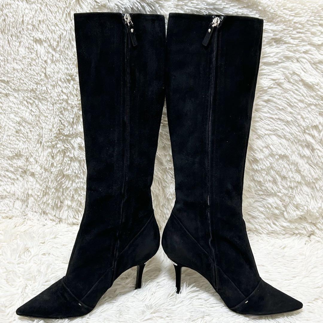Louis Vuitton Long Boots Shoes EU 38 US 8 Suede Black Authentic