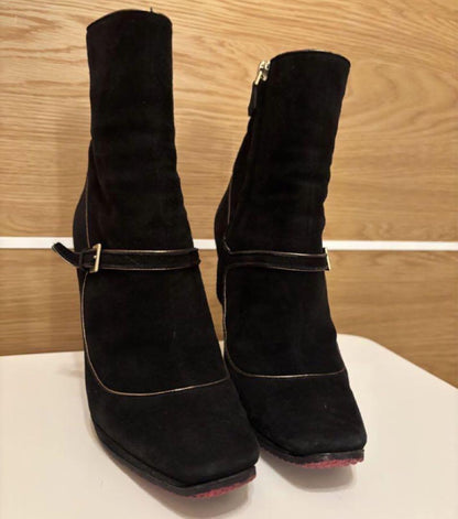 Louis Vuitton Short Boots Shoes EU 36 US 6 Suede Black Authentic