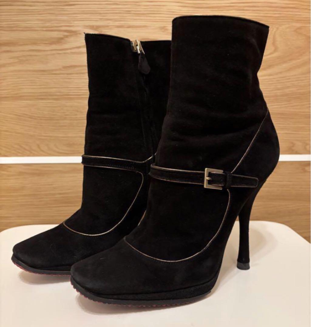 Louis Vuitton Short Boots Shoes EU 36 US 6 Suede Black Authentic
