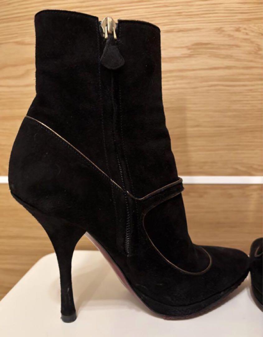 Louis Vuitton Short Boots Shoes EU 36 US 6 Suede Black Authentic
