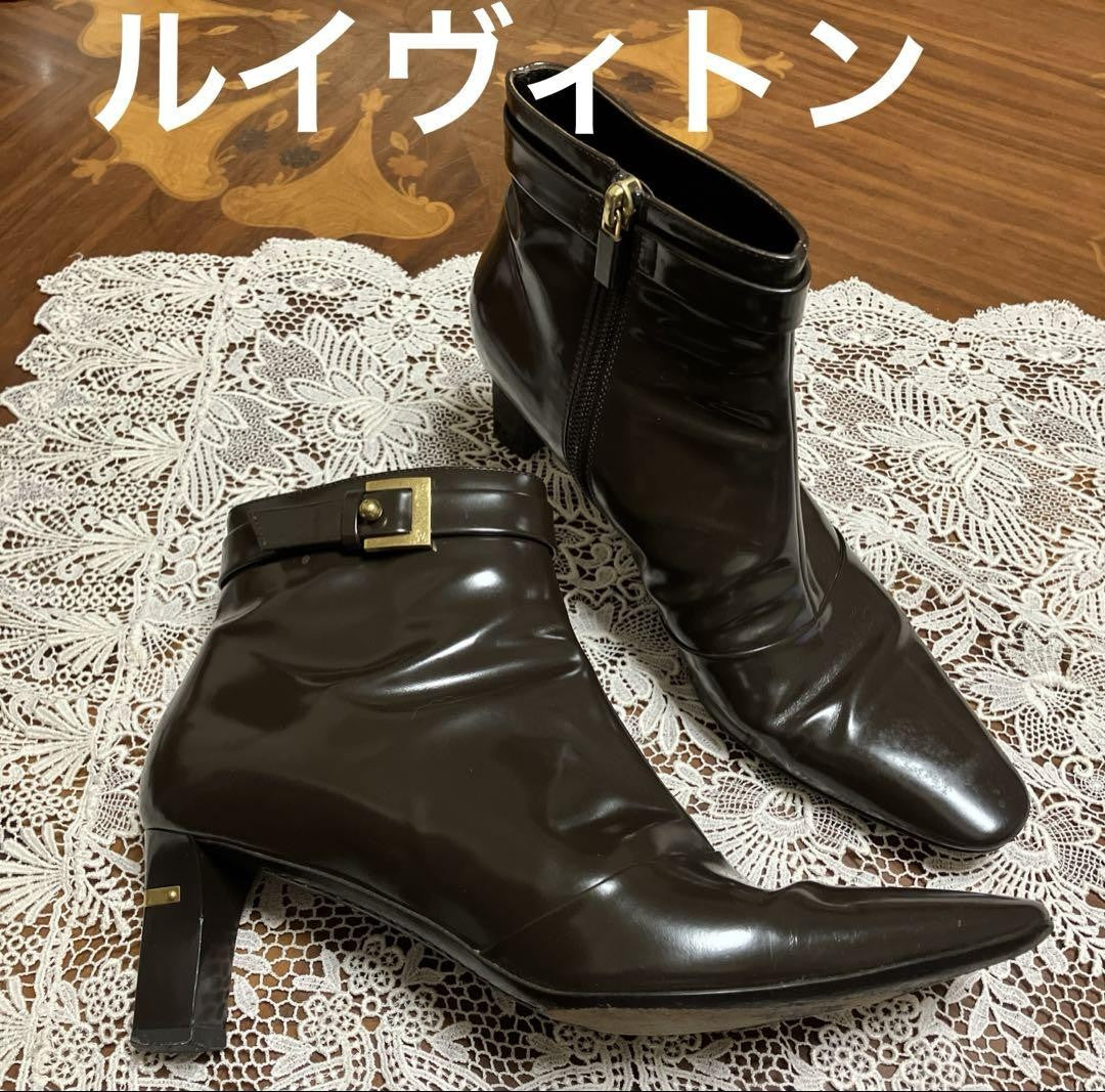 Louis Vuitton Short Boots Shoes EU 36.5 US 6.5 Dark Brown Authentic