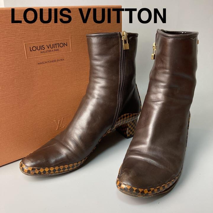 Louis Vuitton Short Boots Shoes Damier EU 36.5 US 6.5 Authentic