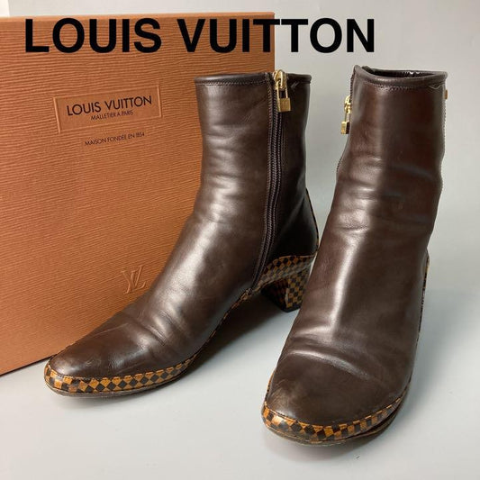 Louis Vuitton Short Boots Shoes Damier EU 36.5 US 6.5 Authentic
