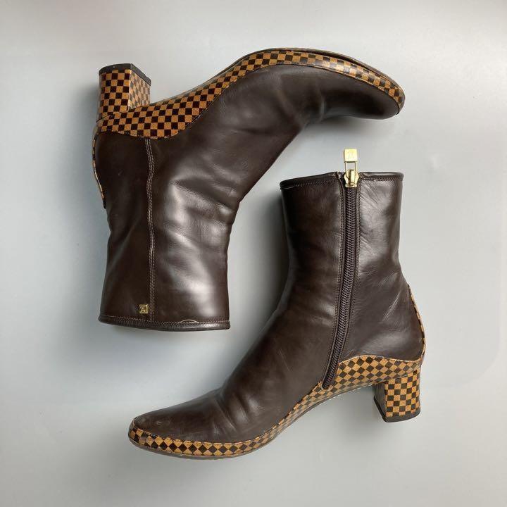 Louis Vuitton Short Boots Shoes Damier EU 36.5 US 6.5 Authentic