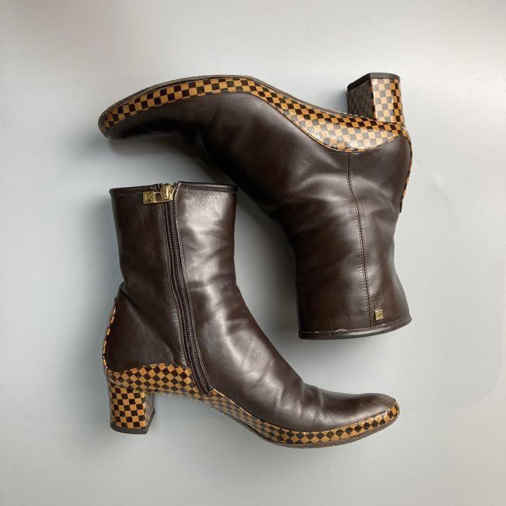 Louis Vuitton Short Boots Shoes Damier EU 36.5 US 6.5 Authentic
