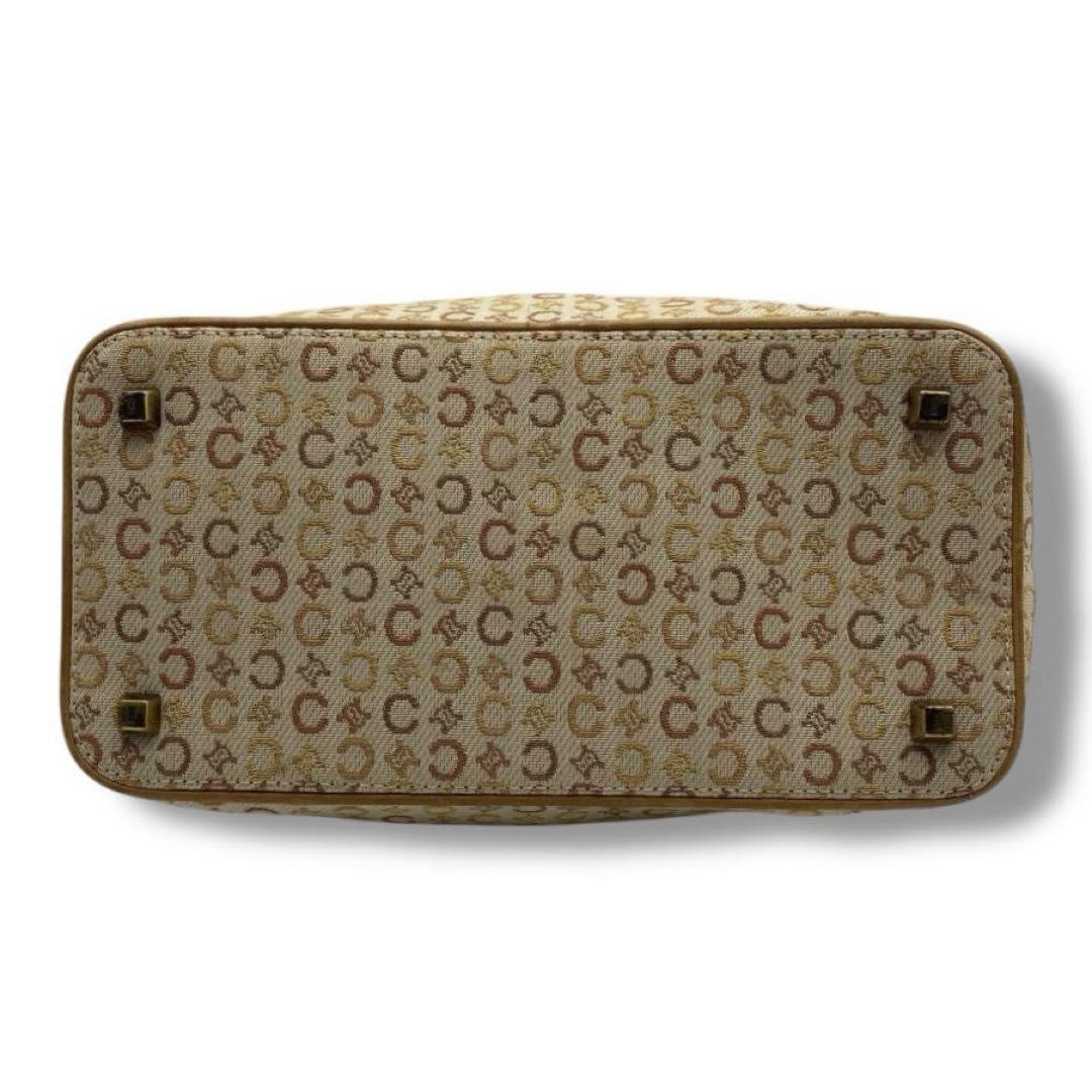CELINE Accessory Pouch Shoulder Bag Purse C Macadam Canvas Leather Beige Auth
