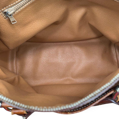 CELINE Mini Boston Hand Bag Tote Purse 2way Macadam PVC Leather Brown Authentic
