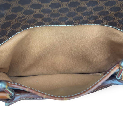 CELINE Mini Boston Hand Bag Tote Purse 2way Macadam PVC Leather Brown Authentic