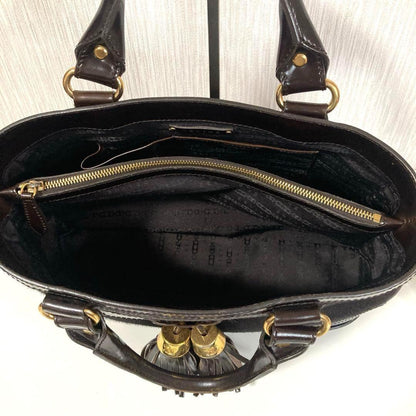 CELINE Hand Bag Tote Purse Leather Dark Brown Authentic