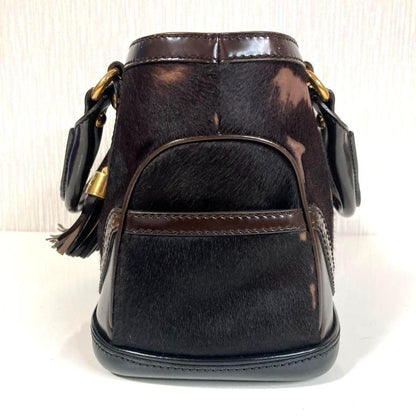 CELINE Hand Bag Tote Purse Leather Dark Brown Authentic