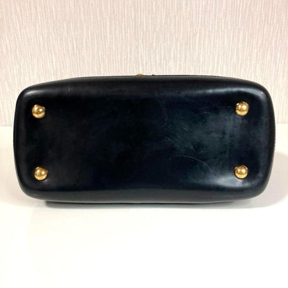 CELINE Hand Bag Tote Purse Leather Dark Brown Authentic