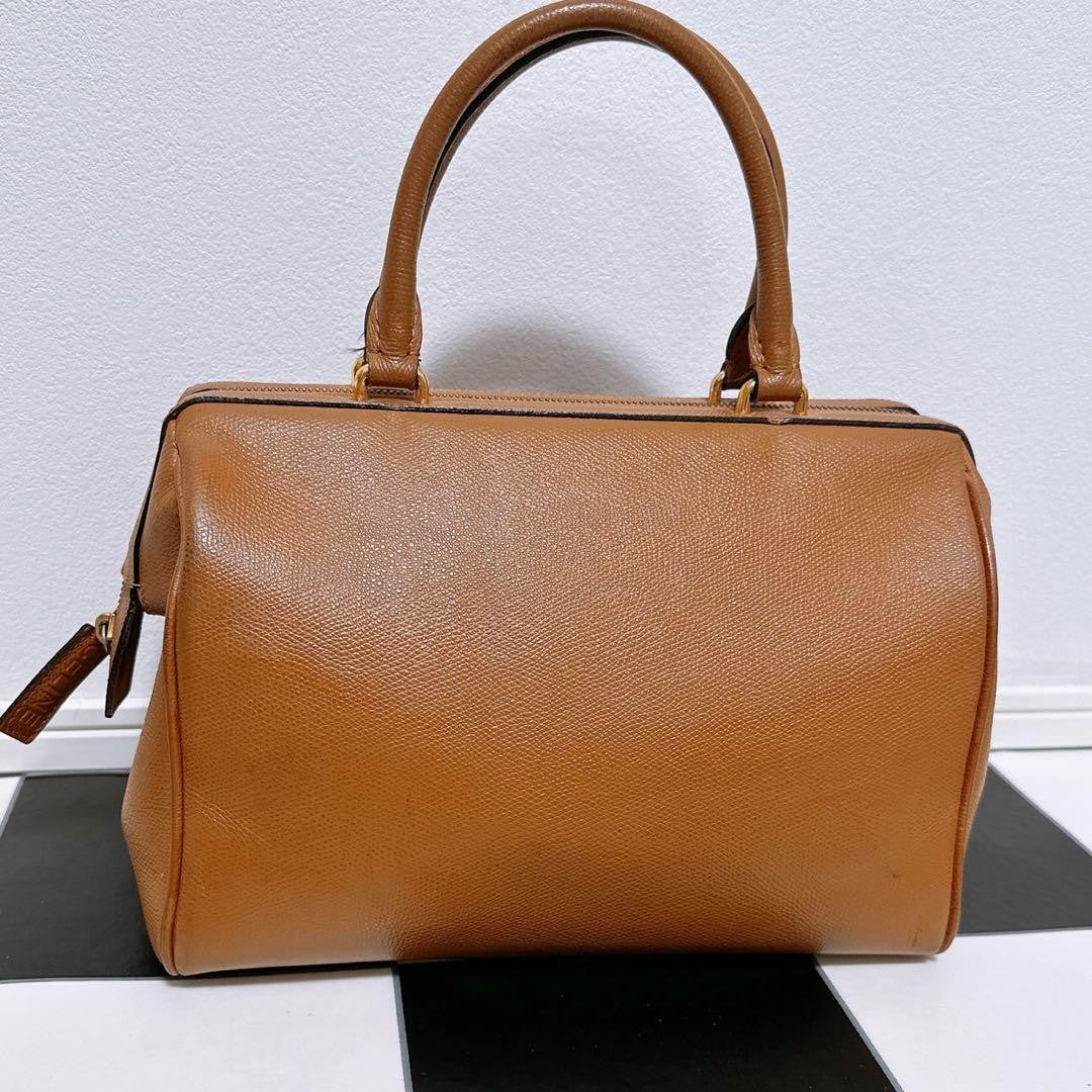 CELINE Hand Bag Tote Purse Leather Camel Authentic