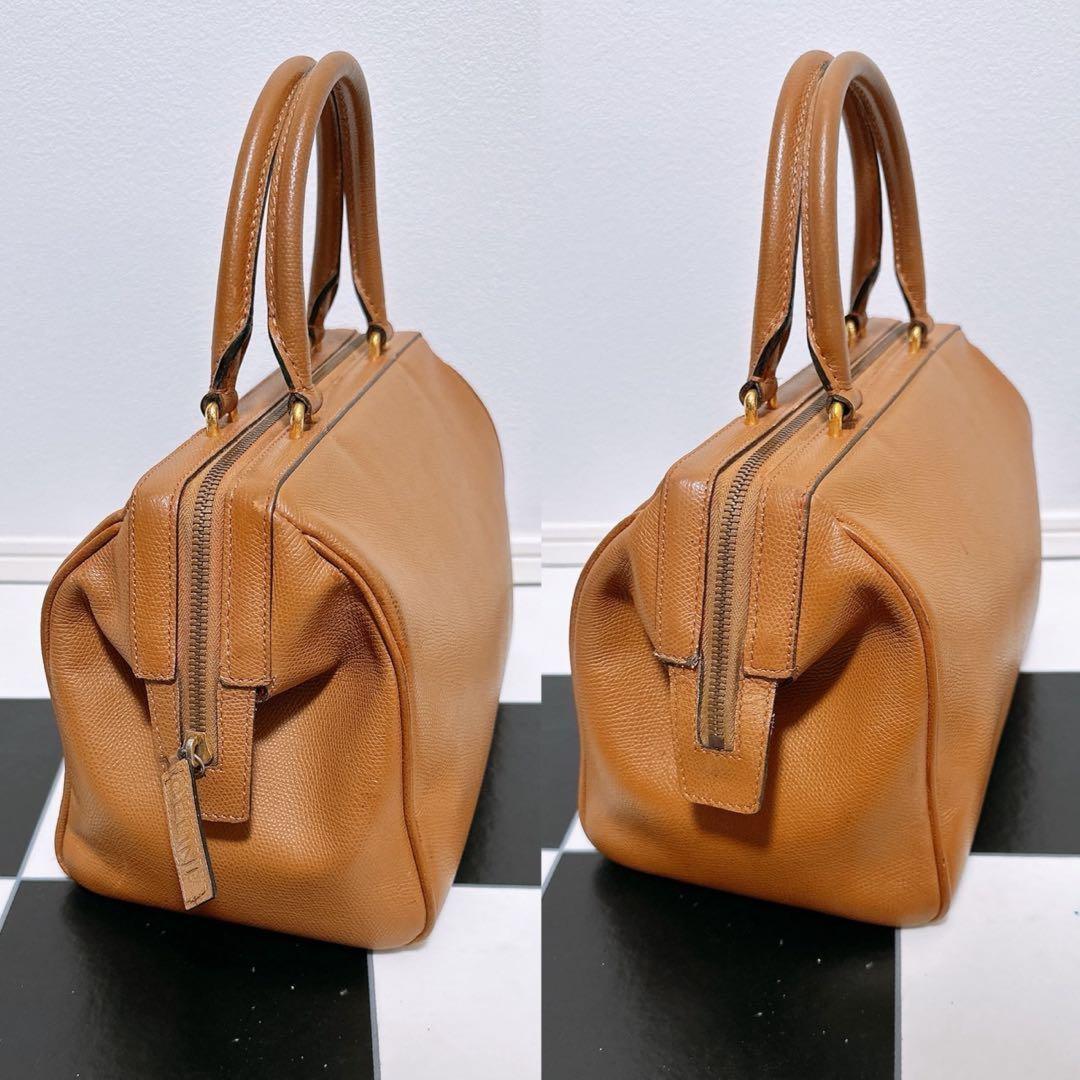 CELINE Hand Bag Tote Purse Leather Camel Authentic