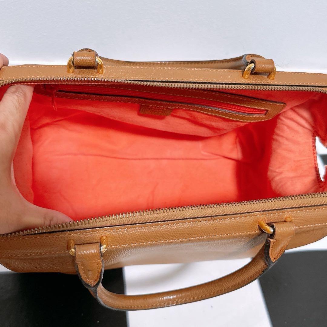 CELINE Hand Bag Tote Purse Leather Camel Authentic