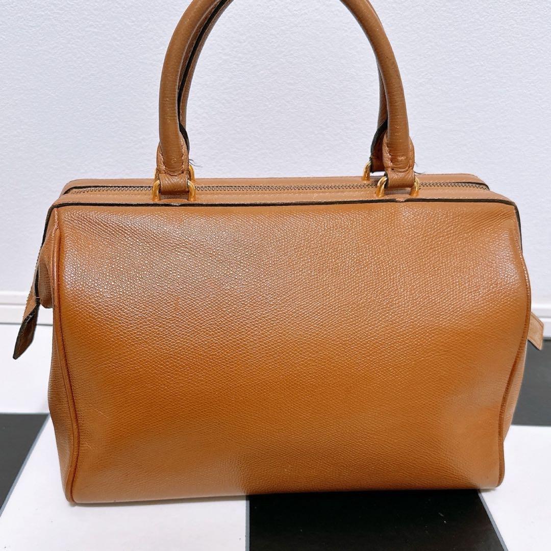 CELINE Hand Bag Tote Purse Leather Camel Authentic