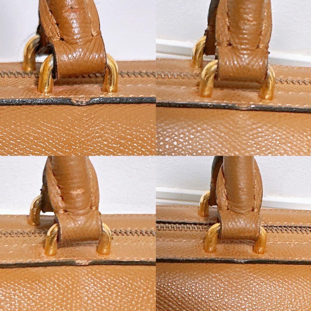 CELINE Hand Bag Tote Purse Leather Camel Authentic