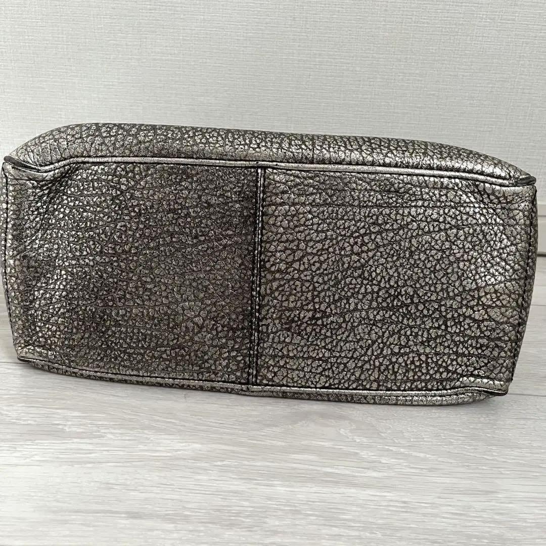 CELINE Hand Bag Tote Purse Boogie Leather Silver Authentic