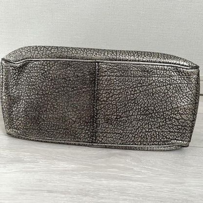 CELINE Hand Bag Tote Purse Boogie Leather Silver Authentic