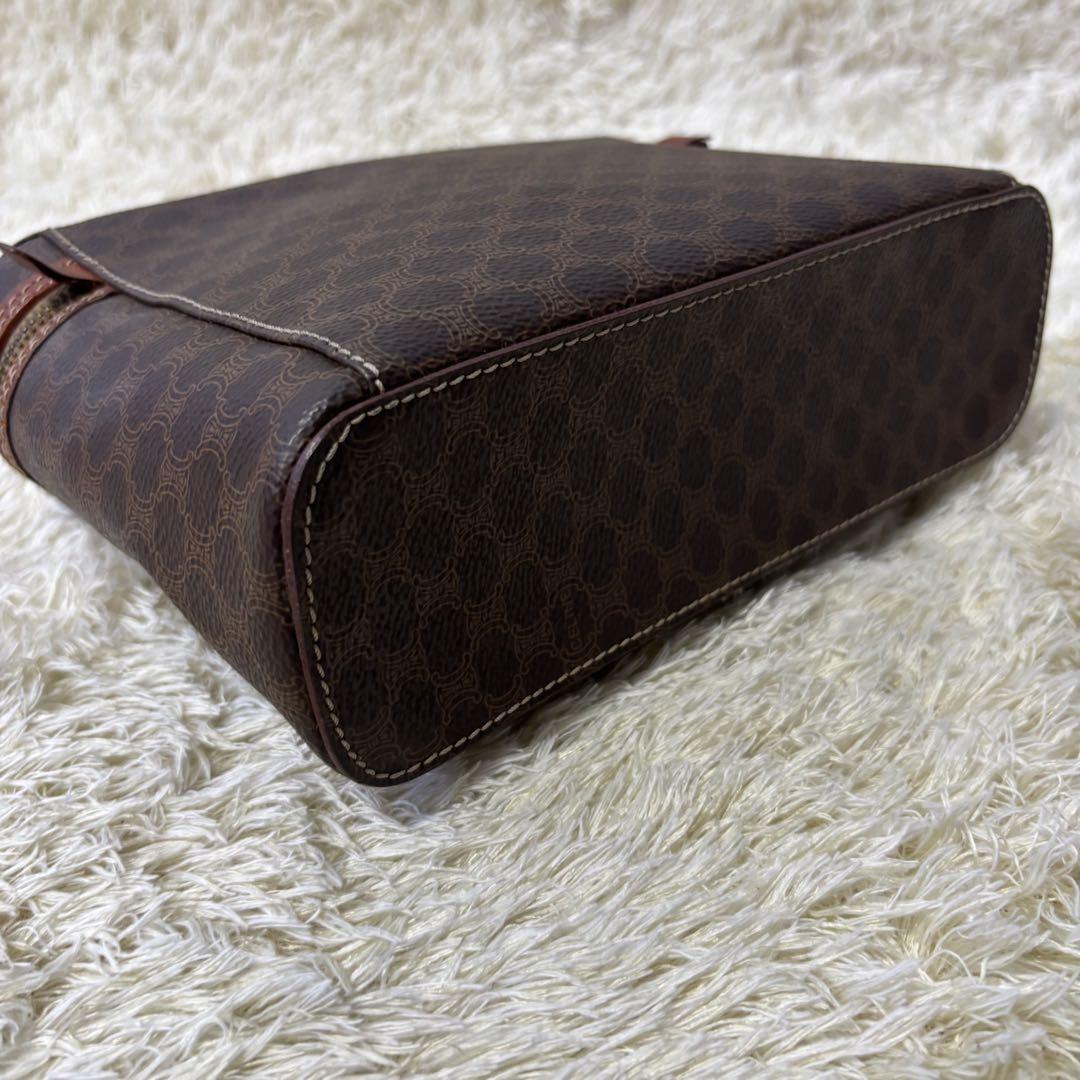 CELINE Vanity Bag Hand Tote Purse Macadam PVC Leather Brown Authentic