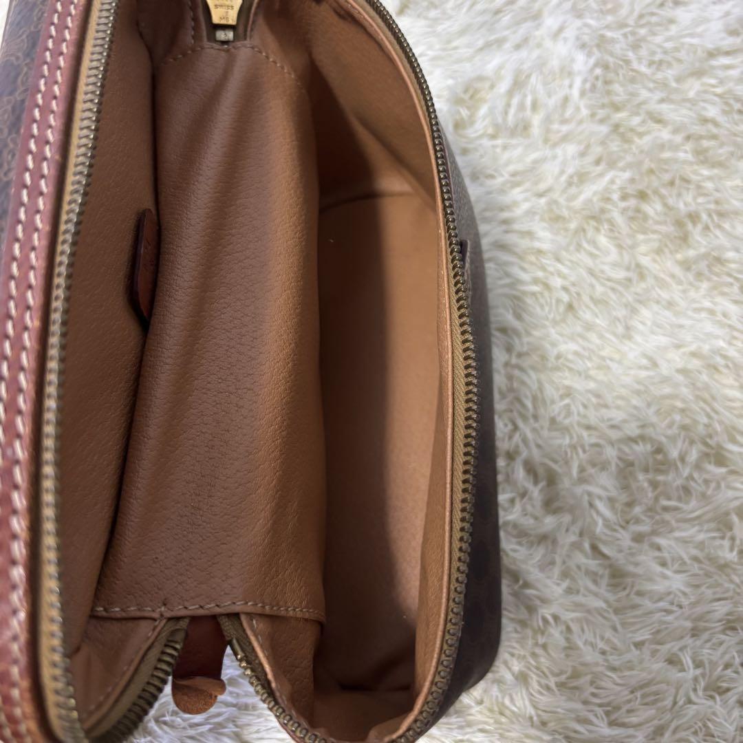 CELINE Vanity Bag Hand Tote Purse Macadam PVC Leather Brown Authentic