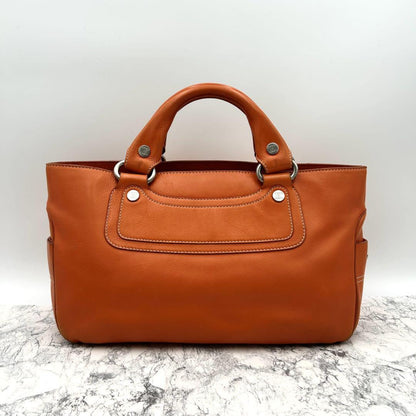 CELINE Hand Bag Tote Purse Boogie Leather Orange Authentic