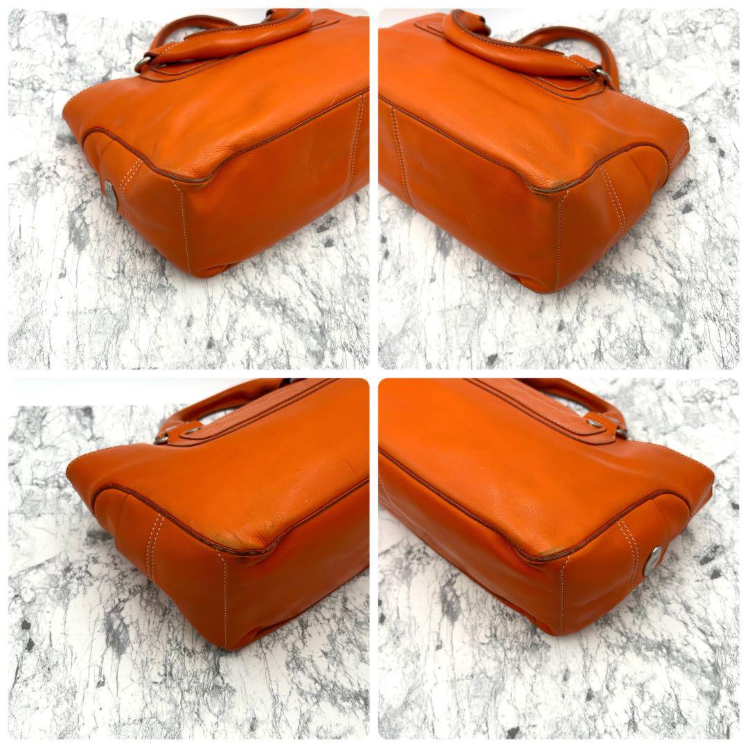 CELINE Hand Bag Tote Purse Boogie Leather Orange Authentic