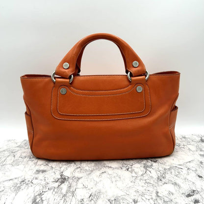 CELINE Hand Bag Tote Purse Boogie Leather Orange Authentic