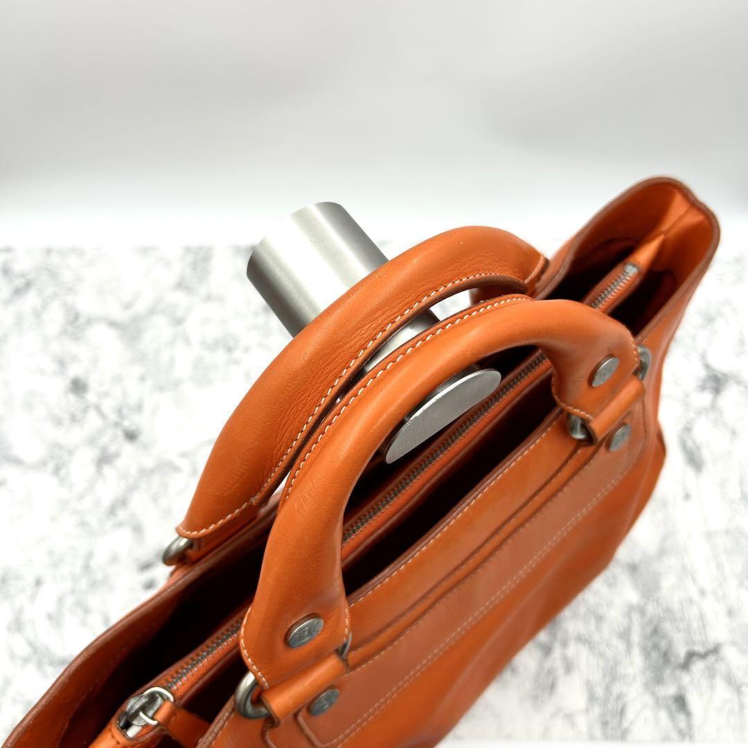 CELINE Hand Bag Tote Purse Boogie Leather Orange Authentic