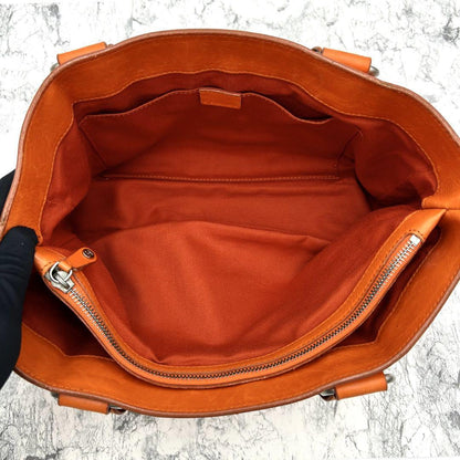 CELINE Hand Bag Tote Purse Boogie Leather Orange Authentic