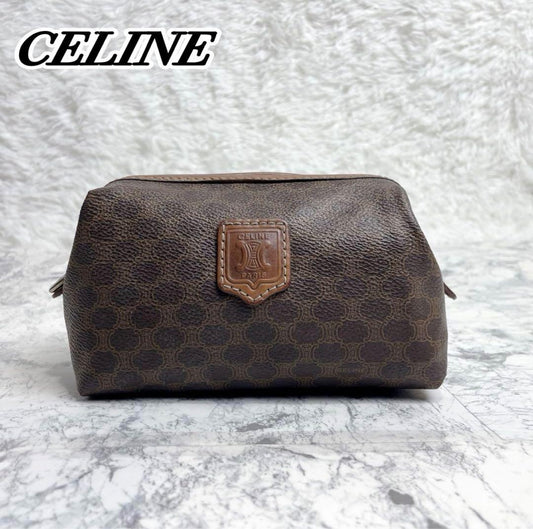 CELINE Accessory Pouch Hand Pouch Macadam PVC Leather Authentic