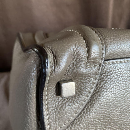 CELINE Hand Bag Tote Purse Leather Greige Authentic