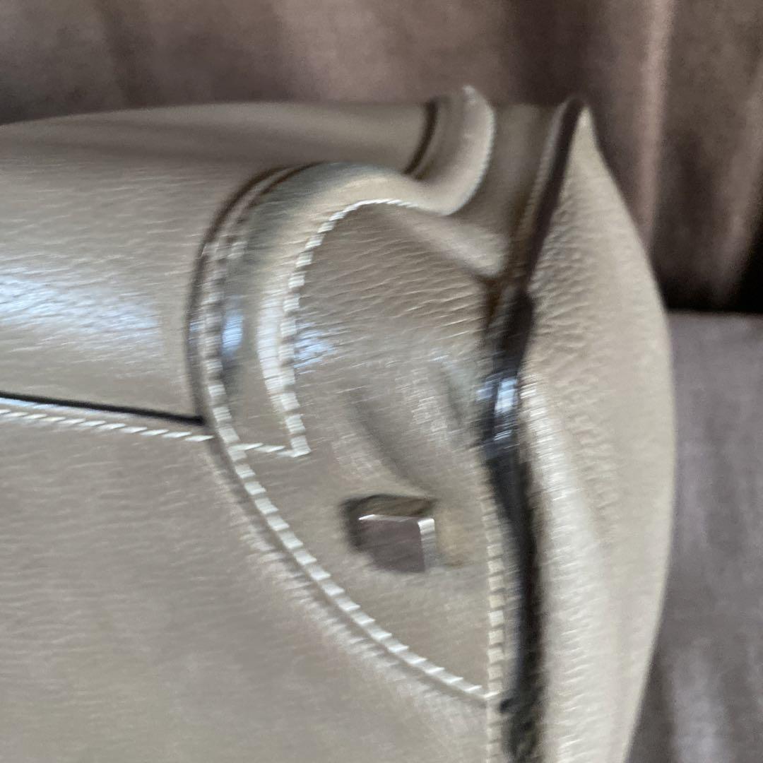 CELINE Hand Bag Tote Purse Leather Greige Authentic