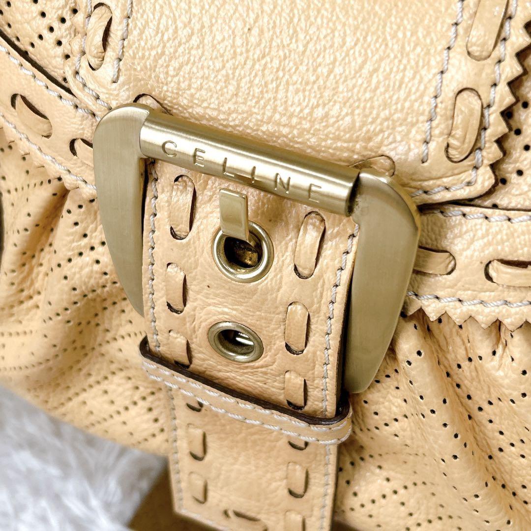 CELINE Hand Bag Tote Purse Yellow Authentic