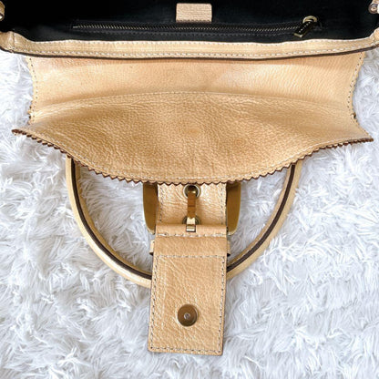 CELINE Hand Bag Tote Purse Yellow Authentic