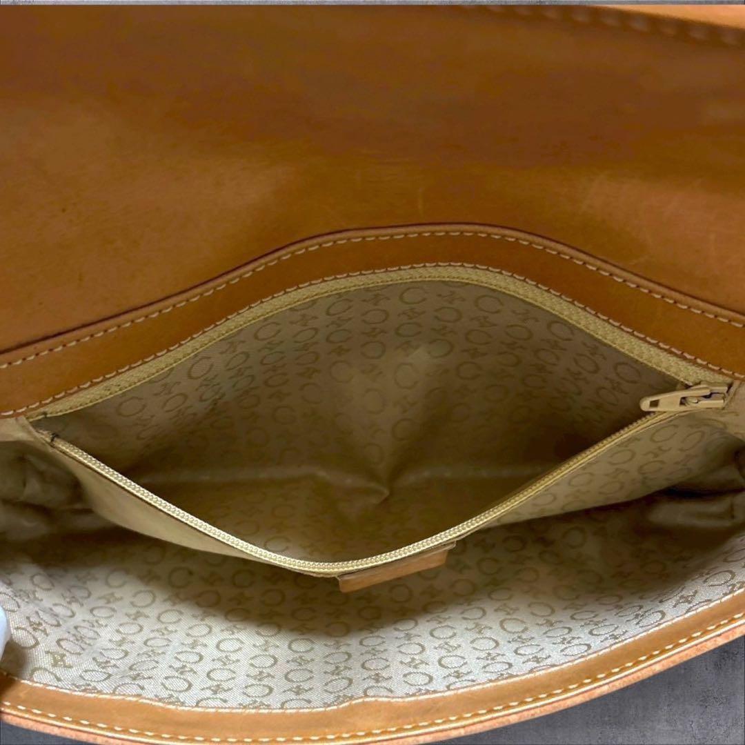 CELINE Hand Bag Tote Purse C Macadam Suede Leather Brown Light Pink Authentic