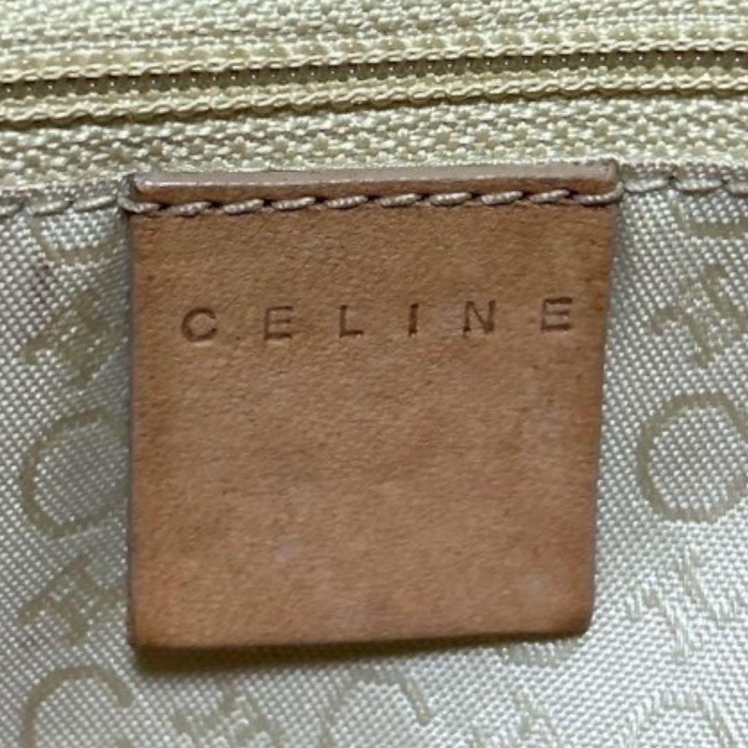CELINE Hand Bag Tote Purse C Macadam Suede Leather Brown Light Pink Authentic