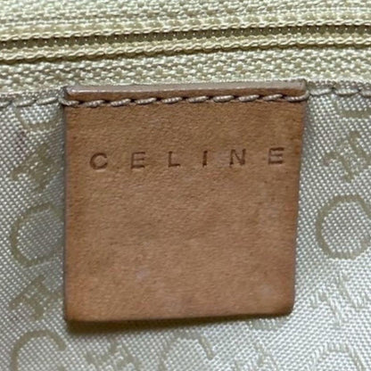 CELINE Hand Bag Tote Purse C Macadam Suede Leather Brown Light Pink Authentic